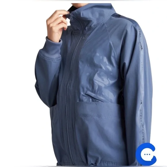 Adidas by Stella McCartney steel Blue zip up lightweight windbreaker Jacket xs - Picture 3 of 13